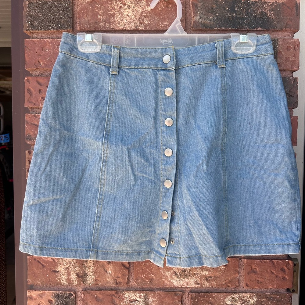 HYFVE Light Blue Button-Front Denim Mini Skirt